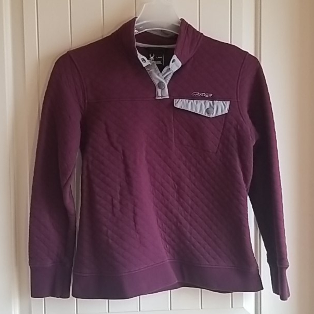 Spyder Quilted Plum Pullover with Silver Trim
